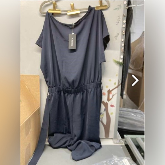 CHARTOU womens Romper Palazzo Pants Jumpsuit (Large,Navy) - Picture 2 of 4